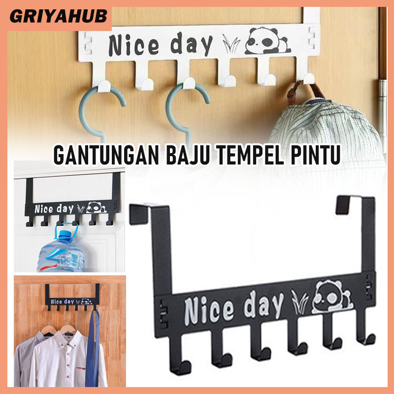 Gantungan Baju Tempel Pintu Minimalis Hook/Tanpa Paku Kuat 6 Kaitan/Belakang Pintu Gantungan Baju Ho