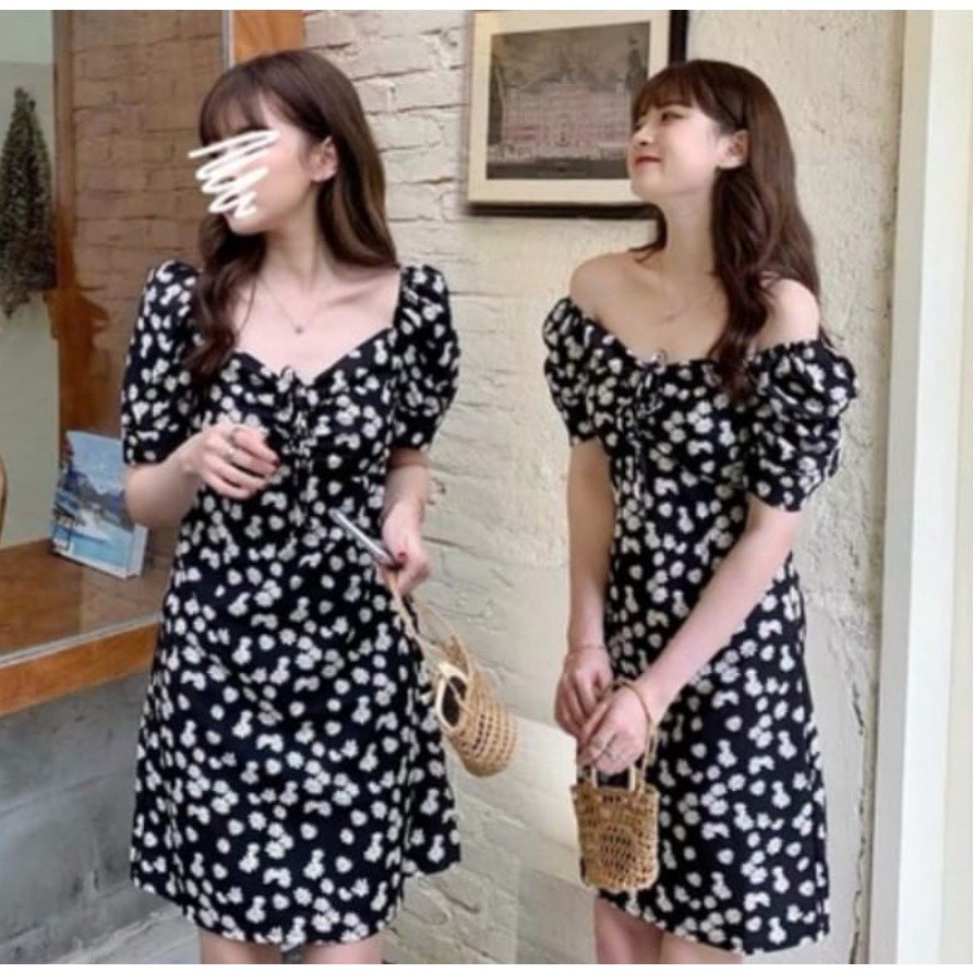 Dress DAISY Bunga Bunga 01 / Dress Korea Bunga-Bunga Elastis Nyaman Bahan Adem / JULY FASHION