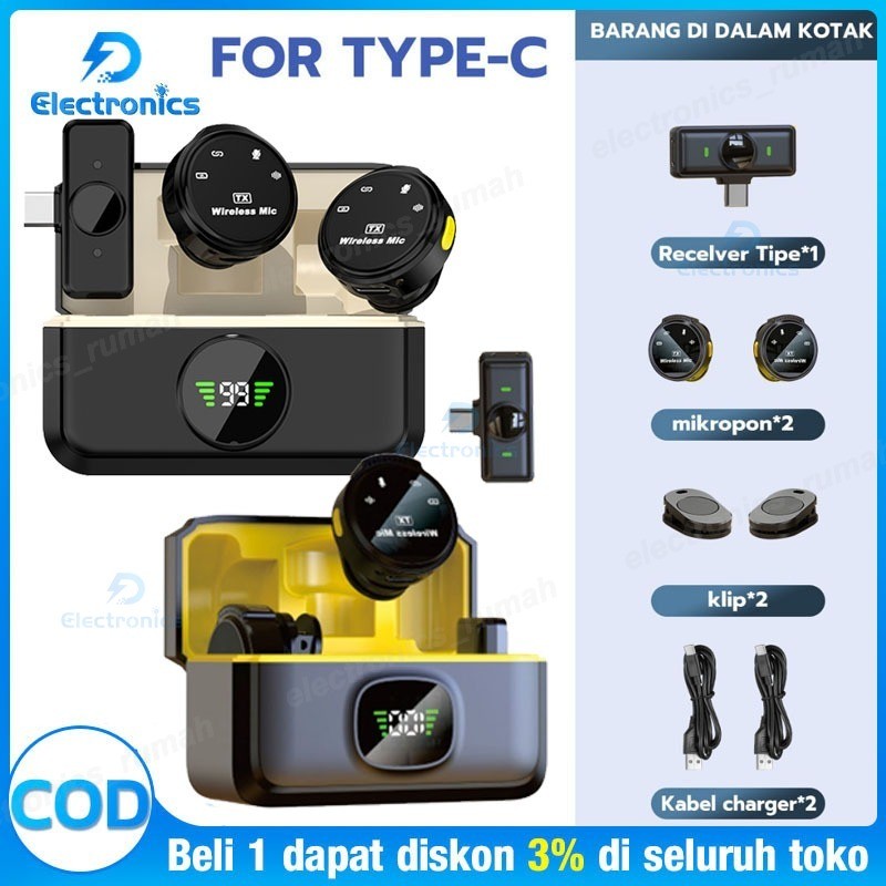 TNW A28 Wireless Microphone Magnetic Clip On Mic Lavalier Microphone HP Plug & Play Nirkabel