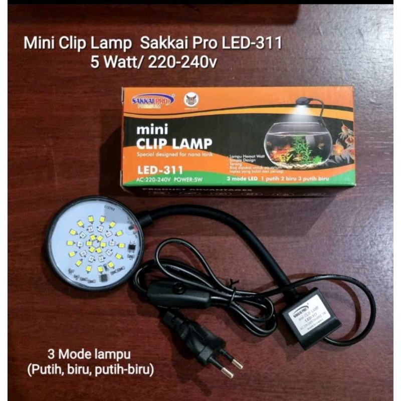 lampu jepit mini aquarium 3 mode