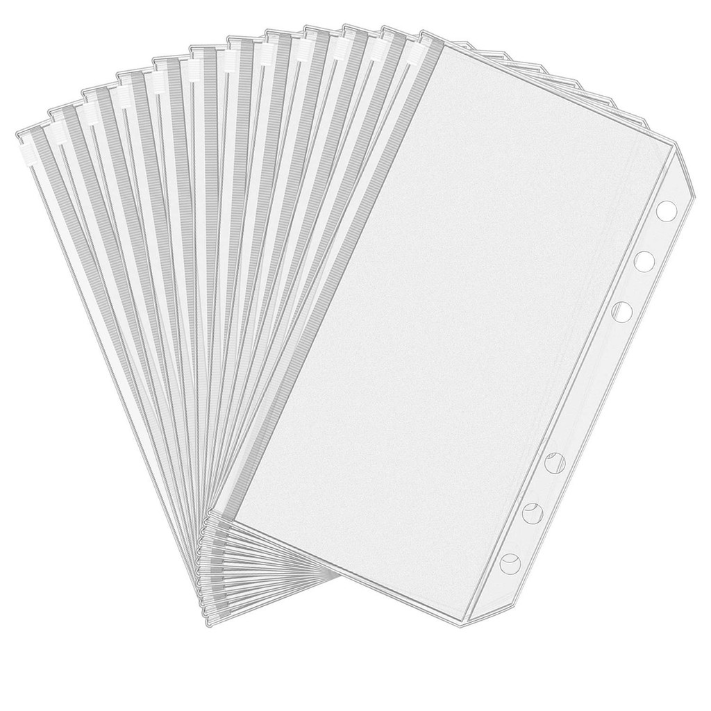 

10Pcs A6 6-Hole Binder Pockets PVC Zipper Loose Leaf Bag Cash Budget Envelopes A5 Folders Pouches Organisateur Budget