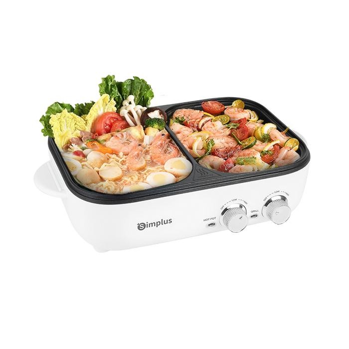 【SUPER PROMO DOUBLE SUBSIDI】Simplus Panci & Pemanggang Elektrik Multifungsi Wajan 2 dalam 1 BBQ gril