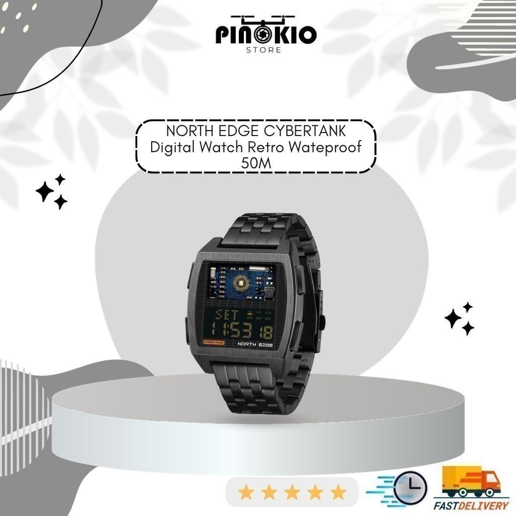 982 NORTH EDGE CYBERTANK CYBER TANK Digital Watch Retro Wateproof 50M