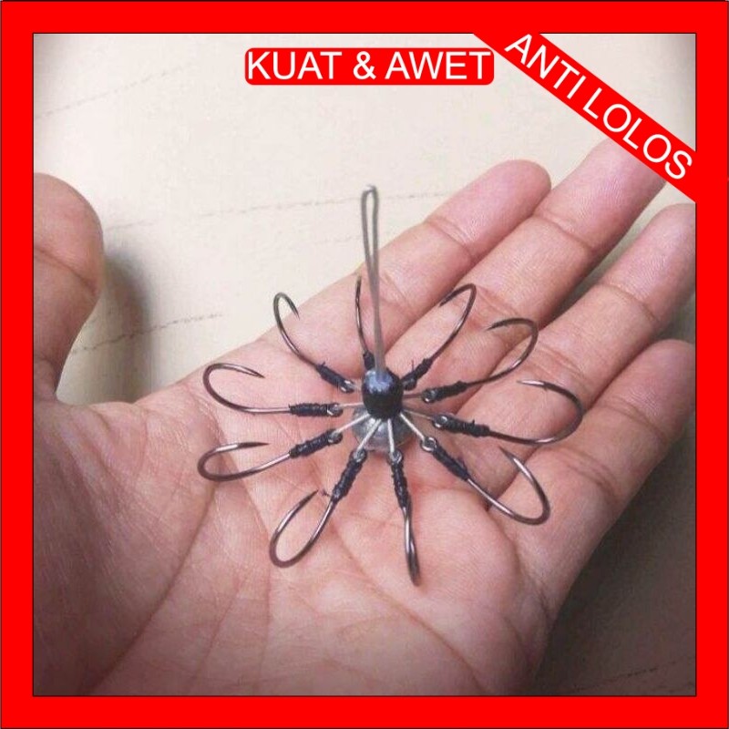 KAIL Pancing Modifikasi Laut Dan Danau Garong 10 Mata Leher Panjang Bahan Neklin Kuat