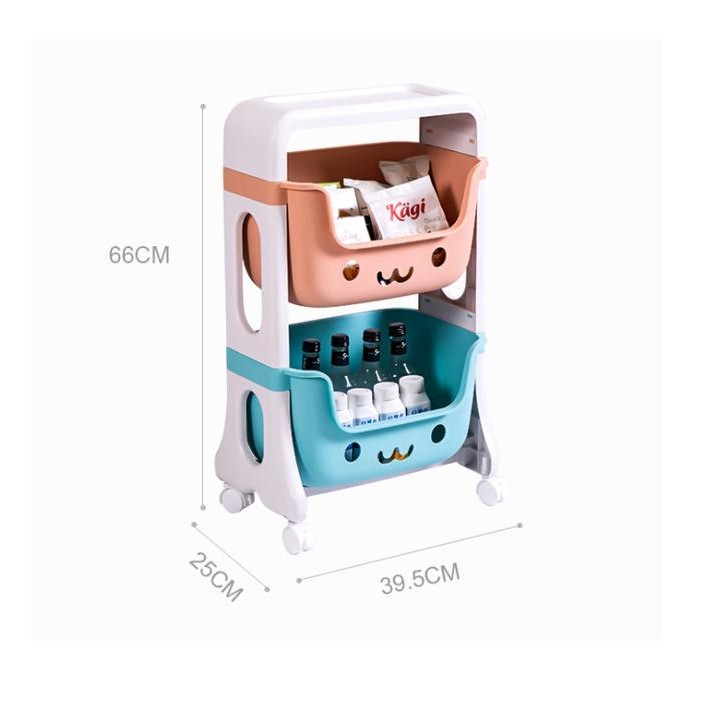 rak 3 susun plastik serbaguna lucu - tutup atas, 2 susun