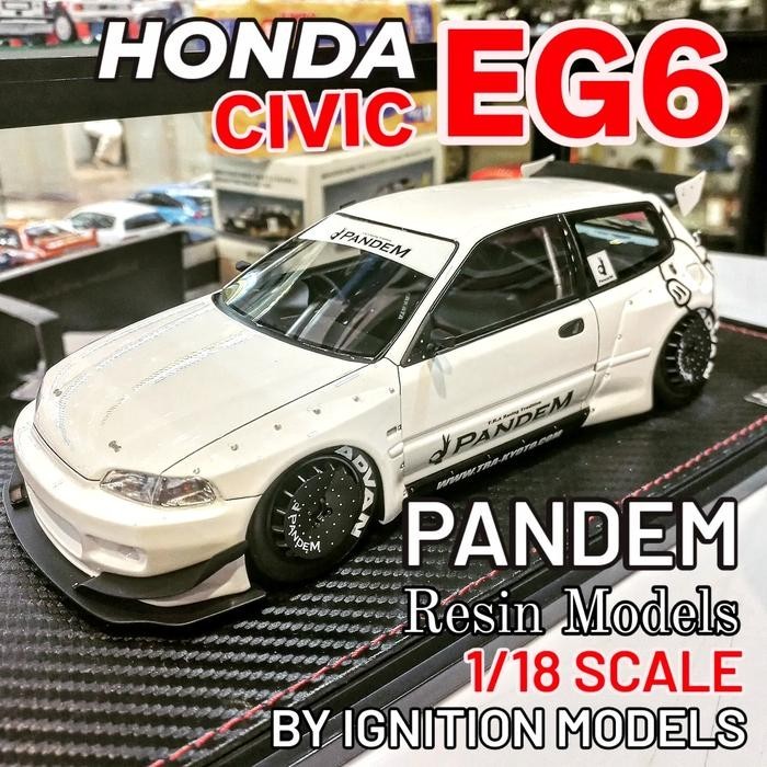 Diecast Honda Civic EG6 Pandem Bodykit White by Ignition Models Resin Model high detailed Limited Ed