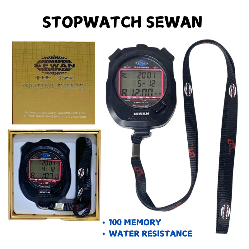 Stopwatch Olahraga Waterproof Digital / Stopwatch Sewan 10 30 60 100 Original
