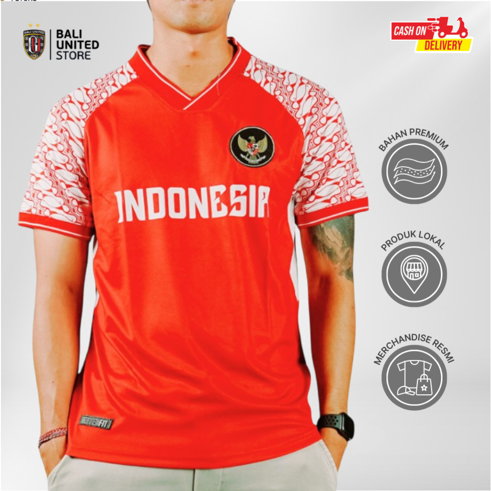 【FREE KAOS KAKI】Bali United Jersey Bola Garuda Indonesia Motif Batik Putih Merah - Jersey Timnas Sep