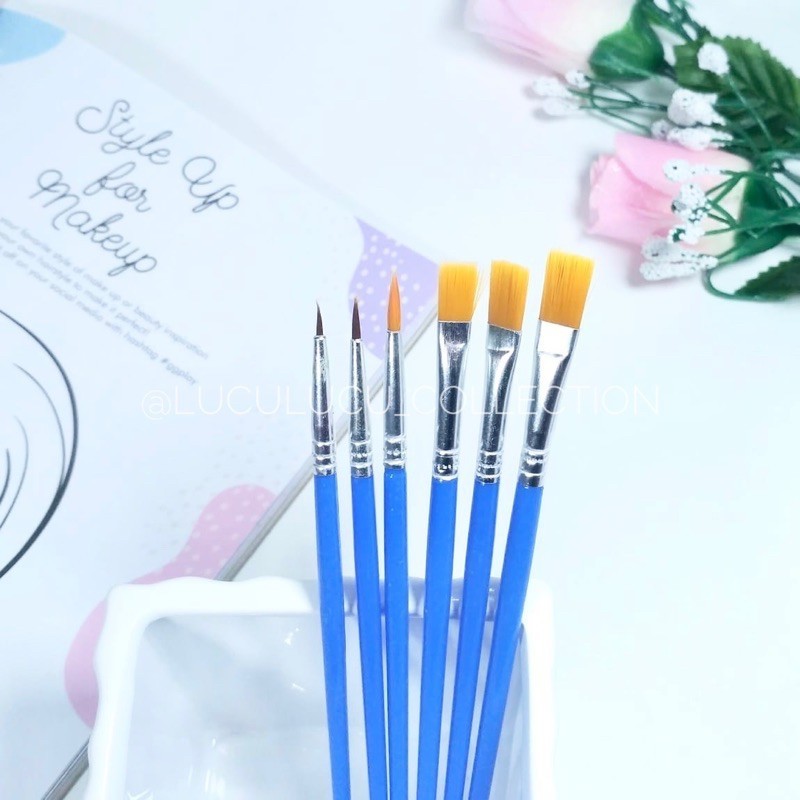 

(GTT) KUAS LUKIS WAJAH 2 PCS / KUAS LUKIS WAJAH ISI 2 / Kuas face painting set 6 pcs brush alat make up eyeshadow untuk lukis gambar wajah cat air watercolor / Kuas Face Painting / Kuas Lukis / Kuas Cat Minyak / Face Painting Brush / Kuas Face Paint