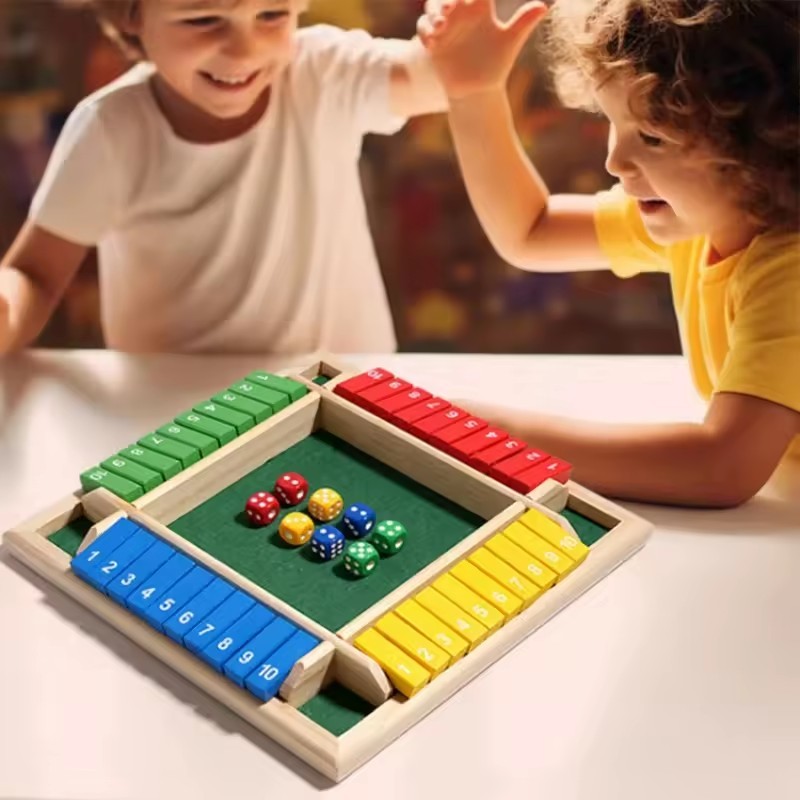 4 Game Untuk Keluarga Glory/Warna Mainan Board Game Dadu Shut the Box Angka Shut The Box Board