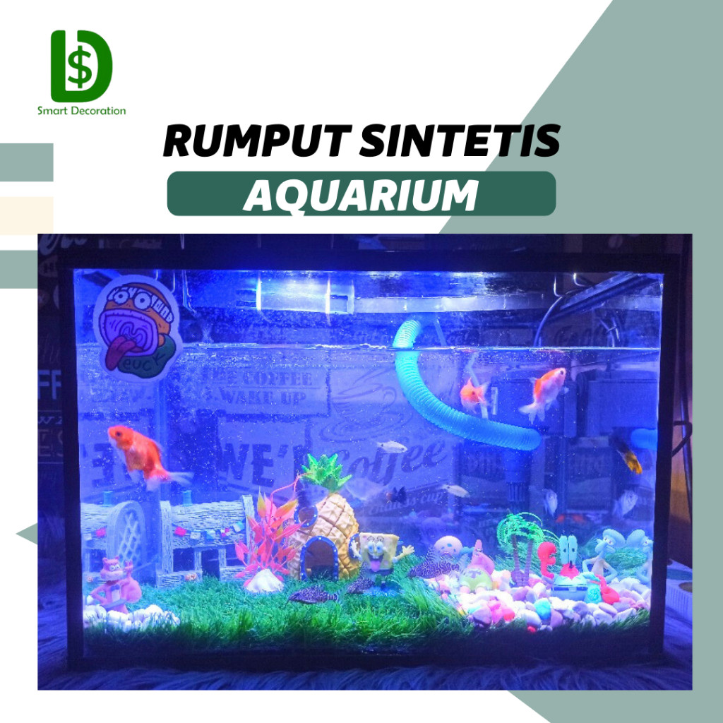 Karpet Rumput Murah Aksesoris Rumput Sintetis Aquarium 100x40 cm