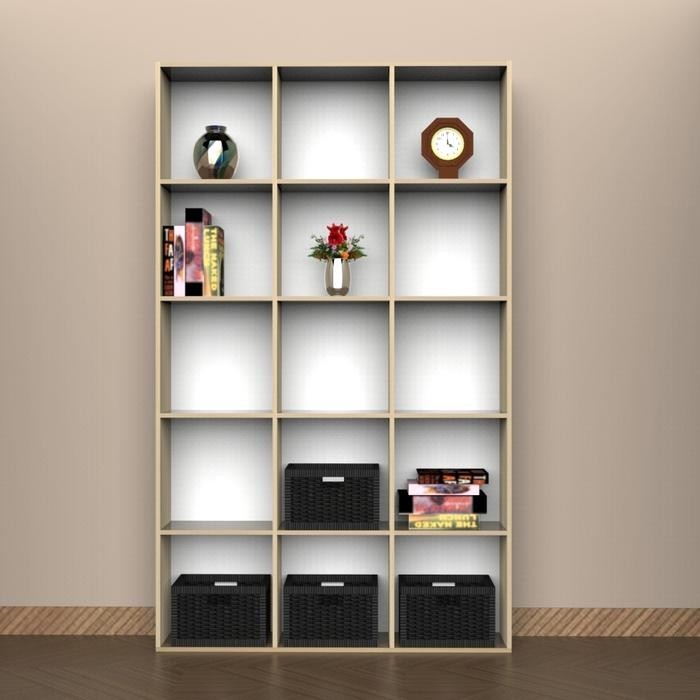 Rak buku 15 kotak besar / rak perpustakaan laundry serbaguna minimalis