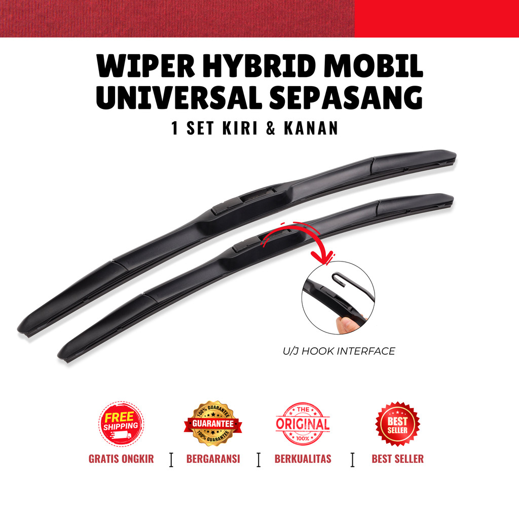 Wiper Hybrid 1 Set  2 Pcs Kaca Depan Mobil Universal