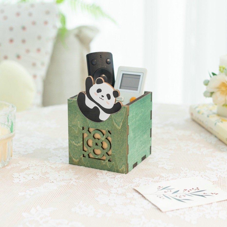 

Cute Wooden Pencil Holder Organizer Creative Panda Home Desk Storage Accessories for Student School Storage Office Supplies Gift