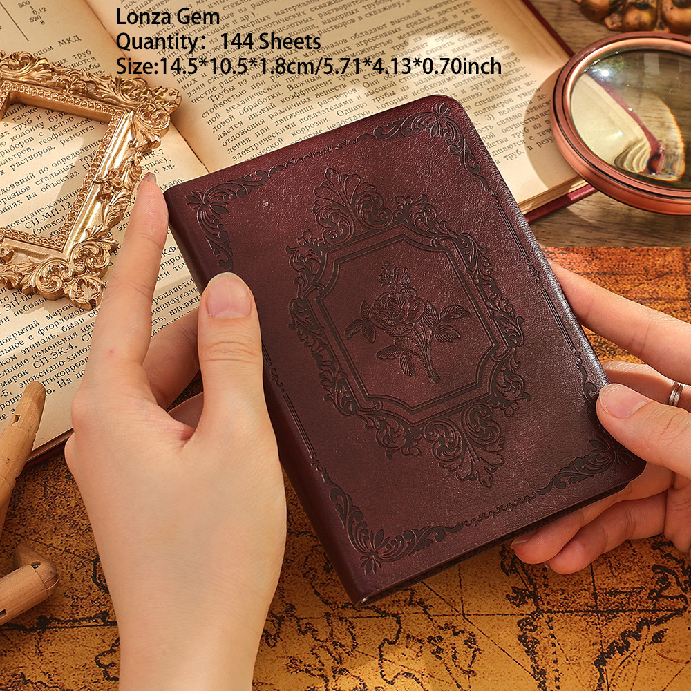 

144 sheets Vintage Premium Genuine Leather Embossed Journal Lined Thick Paper Notebook Writing Diary Monthly Schedule Planner