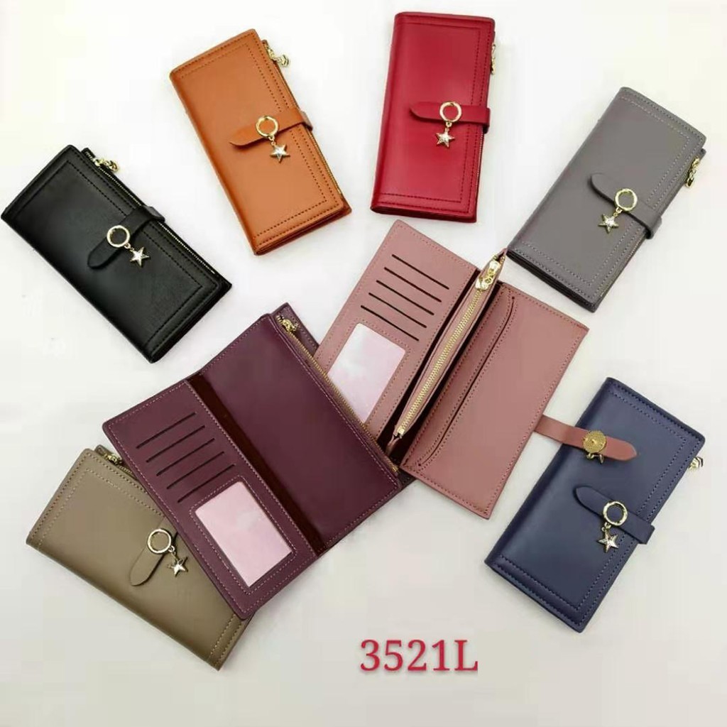 Dompet Lipat Panjang Wanita Bahan PU Leather - Dompet Panjang Cantik & Elegan