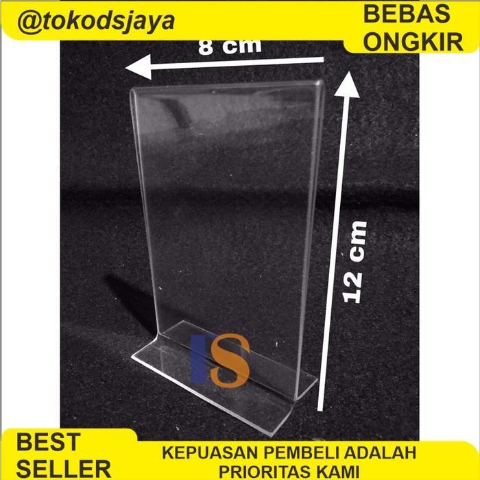 

PROMO 8 x 12 cm PT - Akrilik Tempat Barcode/Qris/Brosur/Nomor Meja Tebal 2mm Acrylic Stand - 8x12 PT