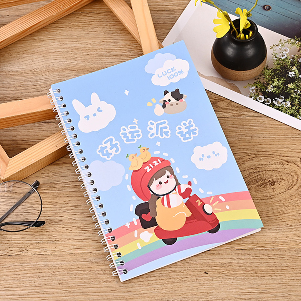 

1pcs A4 cute notebook coil notepad blank loose-leaf notebook receiver reusable double-sided release paper back to school season