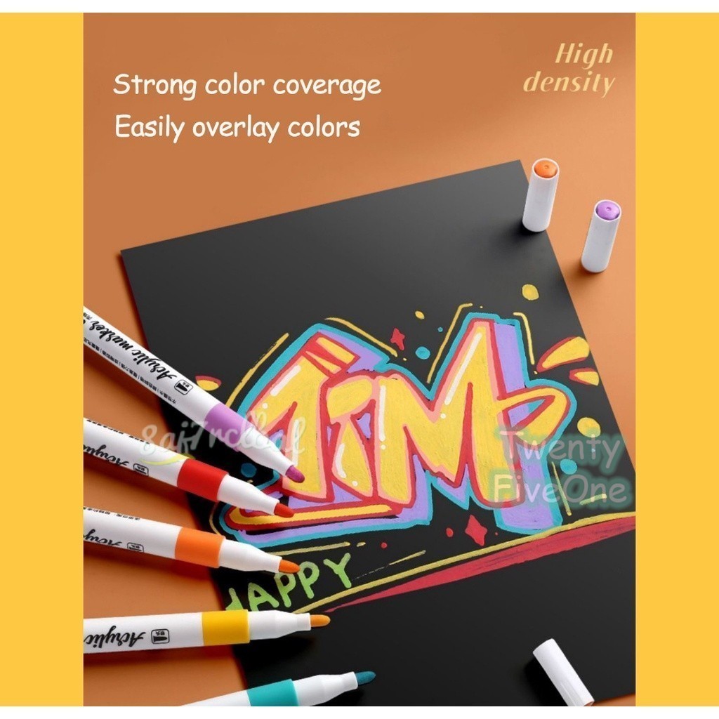 

Ay00! Set Spidol Marker Acrylic 48/60 Warna Tahan Air Dan Cepat Kering Pensil Grafiti Keramik DIY