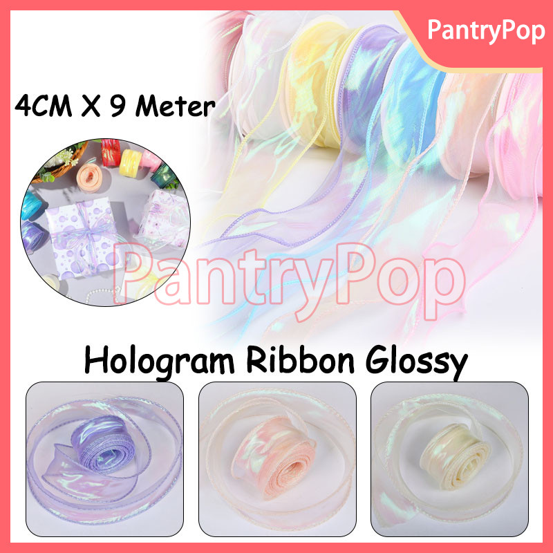 

4CM X 9 Meter Ribbon Mermaid Rainbow Wave / Hologram Ribbon Glossy / Fishtail Wave Gelombang