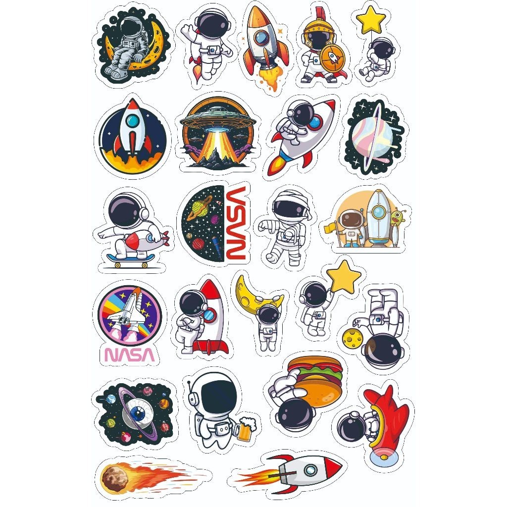 

Stiker Pack isi 25-35pcs Series Cartoon Astronot Cocok Untuk Laptop Helm Tumblr