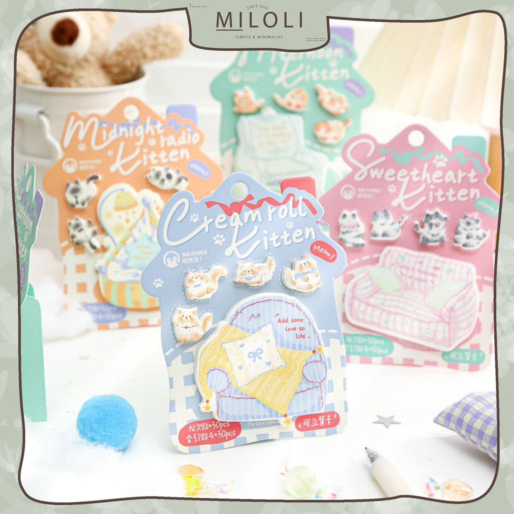 

[MILOLI] 30Lembar STICKY NOTES CAT HOUSE Sticky Notes Memo Note Lucu Paper Notepad - C0074