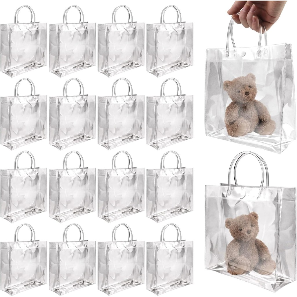 

20 PCS Clear Plastic Gift Bags With Handles Reusable Party Favor Bags Transparent Gift Wrap Bags Bulk For Weddings Birthdays