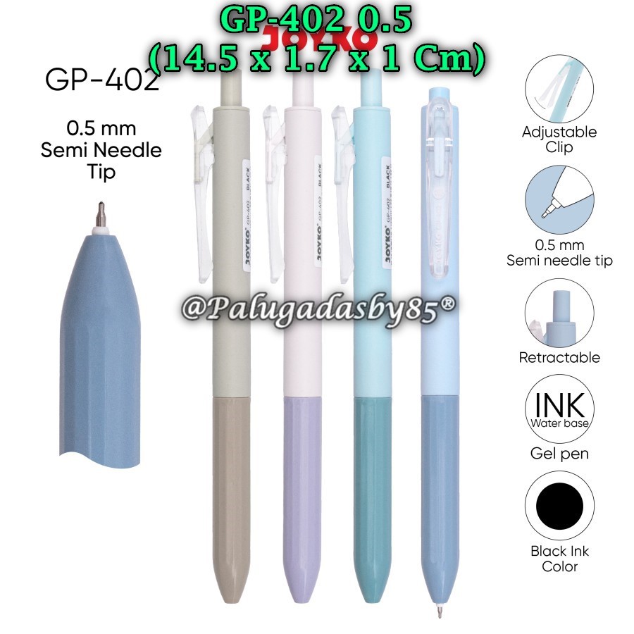 

(1 Pak Isi 12 Pcs) GROSIR Gelpen JOYKO GP-402 0.5 Hitam / Pulpen Pena Joyko GP-402 (1 Pak/12)