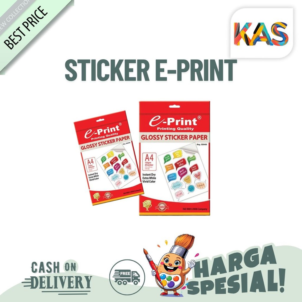 

Sticker E-Print Kertas Stiker Glossy A4 Photo Paper 135 gsm 1 Pak ( 20 Lembar )