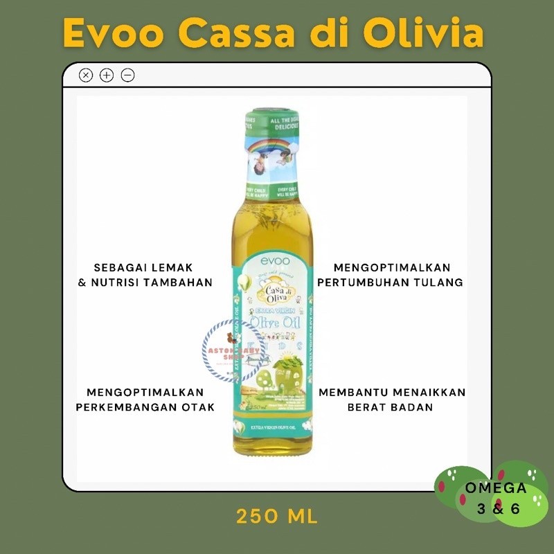 

Evoo Casa Di Olivia 250 ml made in Turkey Minyak Zaitun mpasi Extra virgin olive oil minyak mpasi