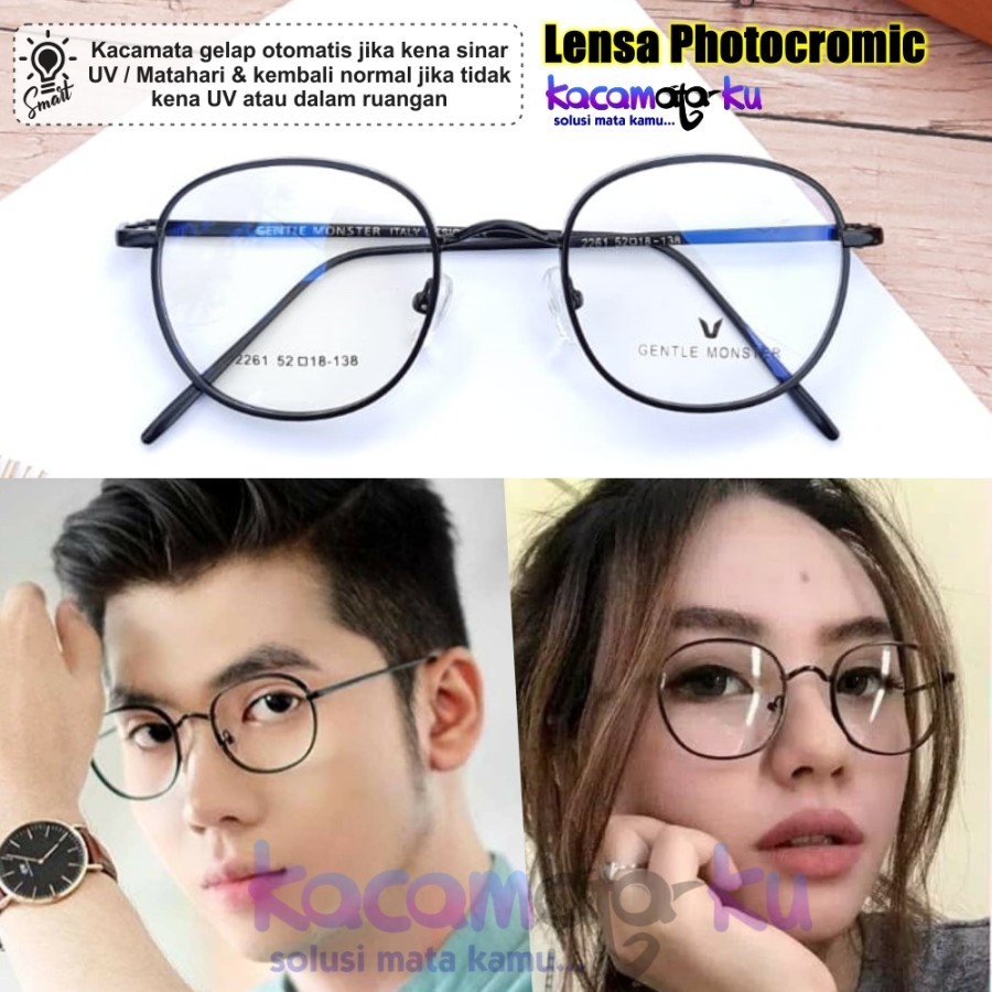 Kacamata Minus Bulat Wanita Pria Photocromic Anti Radiasi Bulat Korea Lensa Minus Normal Bisa Cowok 