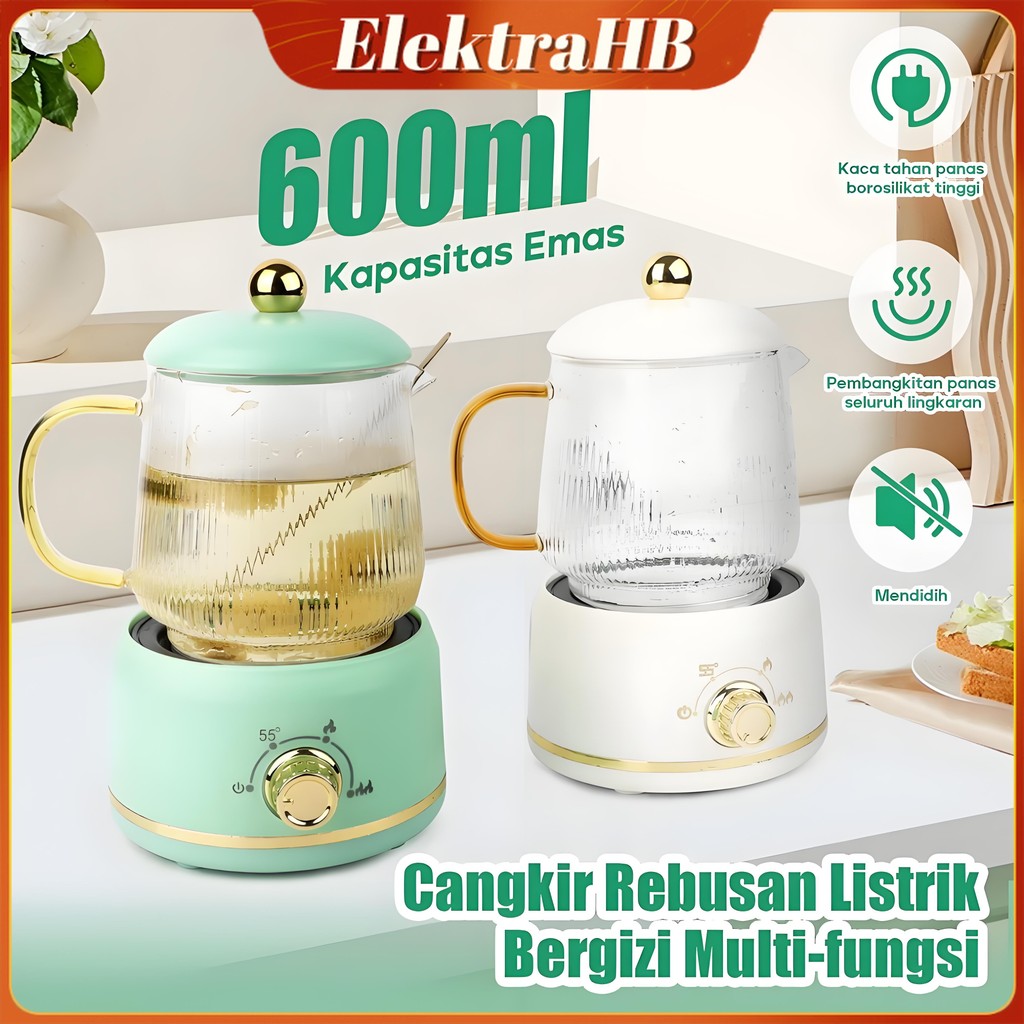 Teko Listrik Pemanas Air Listrik Mini Transparan Portabel Teko Listrik Multifungsi 600ML Low Watt Ke