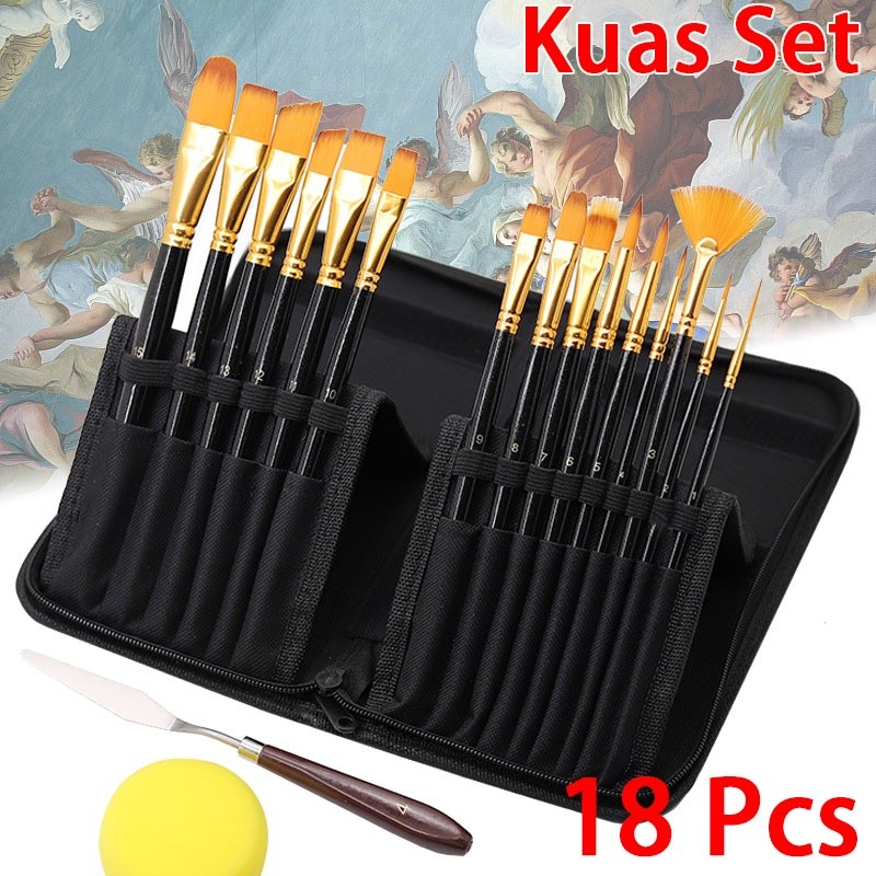 

Art Brush Set Sikat Rambut Nylon Pinay Batang Pena Lukisan Cat Minyak Tirai Kuas Lukisan Cat Air Guas