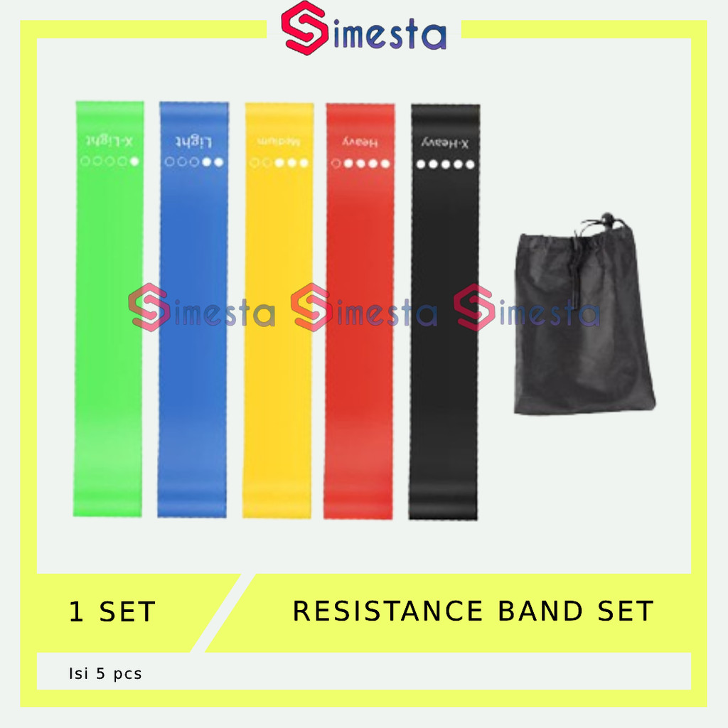 Karet Resistance Band Set isi 5 Karet Gym Karet Senam Karet Latihan Kaki Karet Paha Resistance Loop 