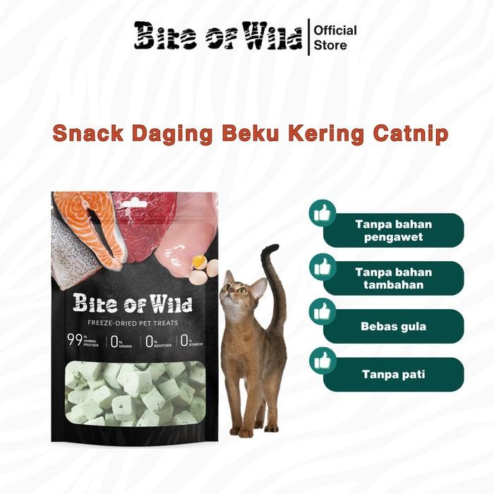 

BITE OF WILD Freeze Dried Cat Snack 40 GR Cemilan Treats Topping Makanan Kucing Daging Kering Salmon Meat Chicken Shisamo Liver Duck Yolk Catnip - Catnip