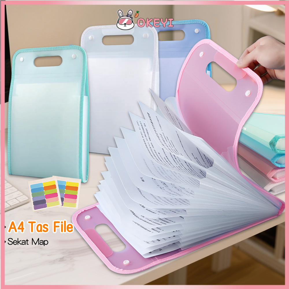 

OKEYI Tas File Clear Holder Handle Portable Tas File Akordeon 13 Sekat A4