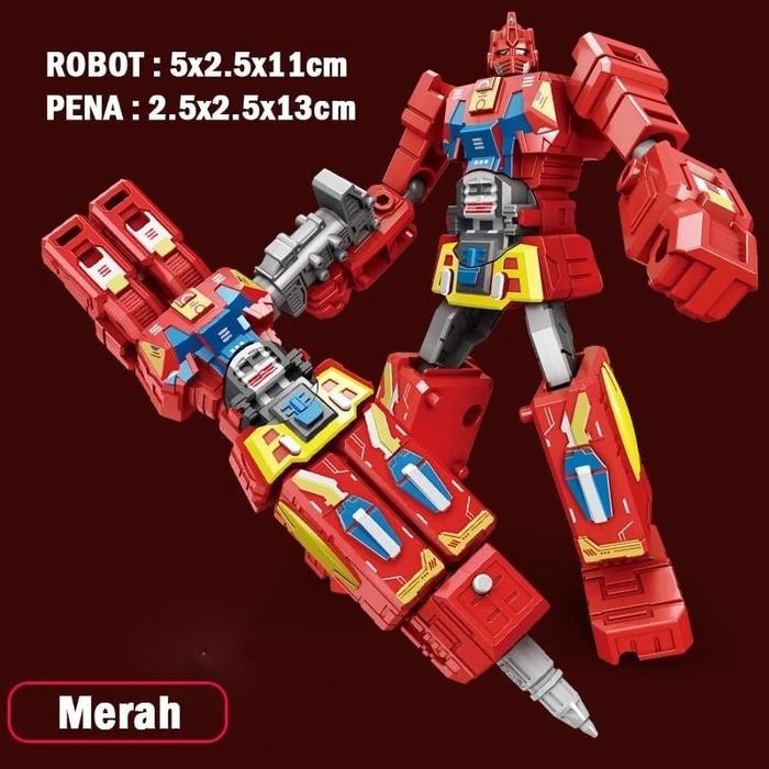Pulpen Robot Transformer Anak Laki-Laki 2in1 Mainan Edukasi Bisa Menulis & Berubah Jadi Robot Kids T