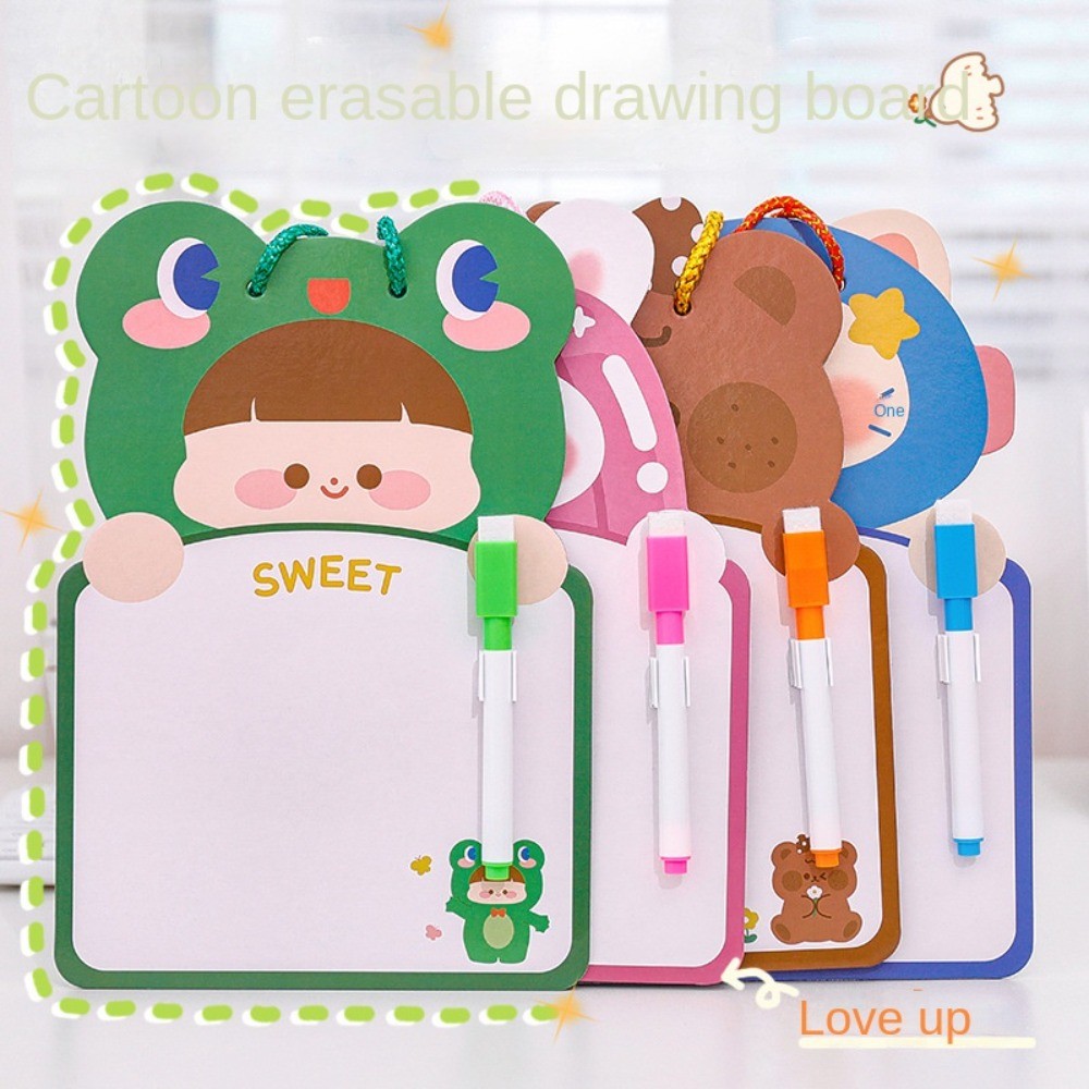 

With Pen Cartoon Kids Whiteboard Two-sided Cardboard Cartoon Dry Wipe Cardboard Erasable Animal Double-sided Drawing Board