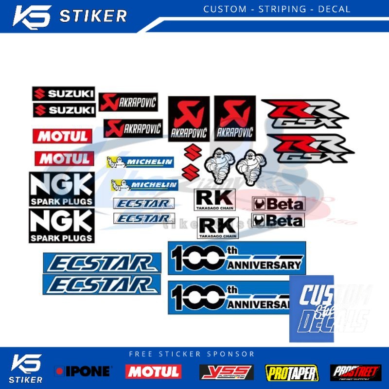 Stiker Logo Sponsor Motor Suzuki GSX GP Livery Decal Racing Replika