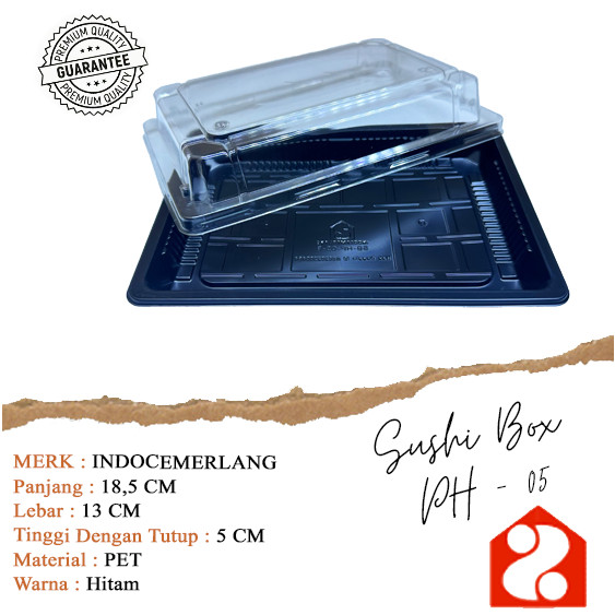 mika box sushi HP 5 / tray mika sushi / mika sushi tebal / tempat sushi / wadah hp 5 bento motif pol