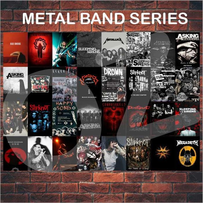 Poster Dinding MUSISI BAND METAL 30PCS / FREE 2PCS MURAH - A5, 1PAKET (32PCS