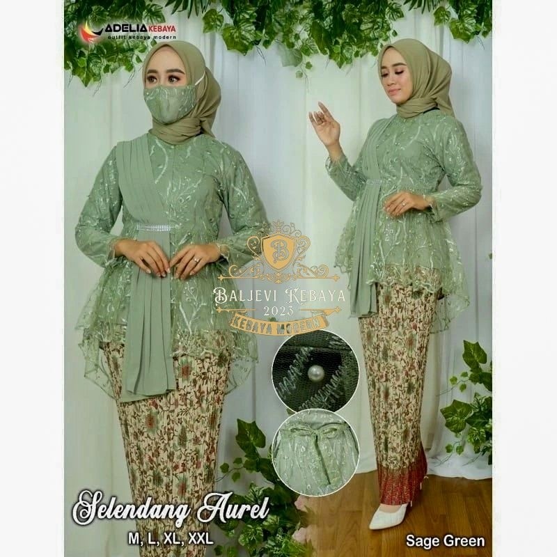 Setelan Kebaya Aurora Selendang Aurel ~ Kebaya Blouse Selendang Aurel ~ Kebaya Wisuda Kekinian Baju 