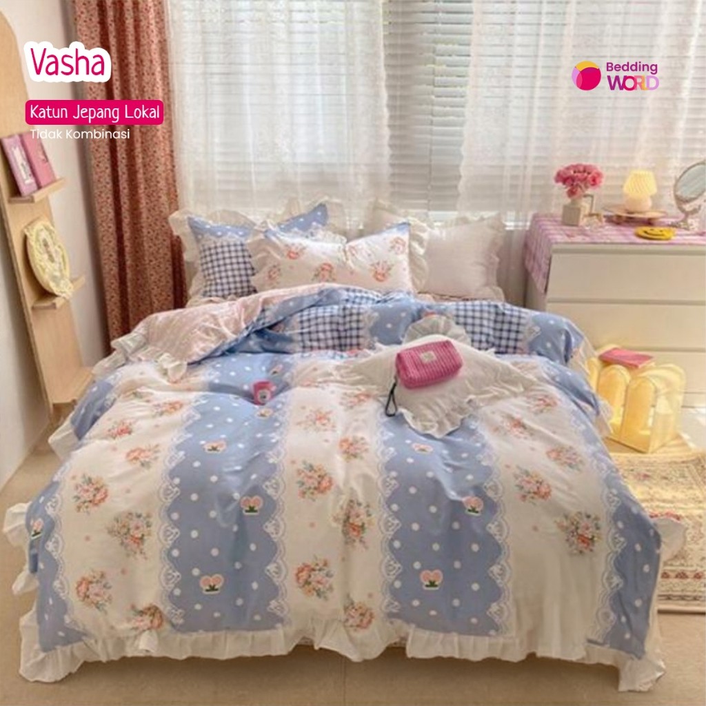Sprei Set Katun Jepang Lokal Cvc Premium / Sprei motif aesthetic / Sprei minimalis / sprei motif bun