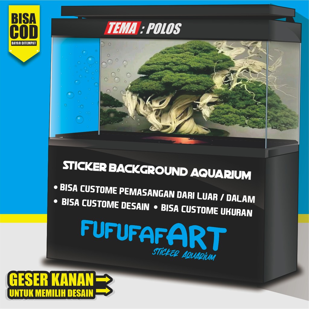 stiker setiker sticker wallpaper background aquarium belakang 3d tema gambar awan 3d CM