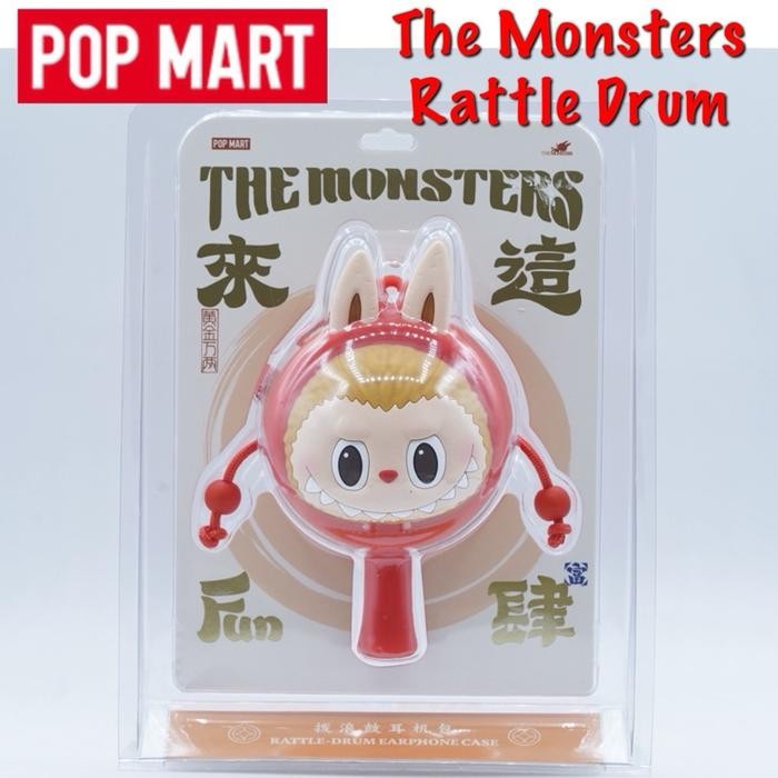 Pop Mart The Monster Labubu Rattle Drum Pouch Earphone Coin Ganci Tas Gantungan Bag Chain Tas Kecil 