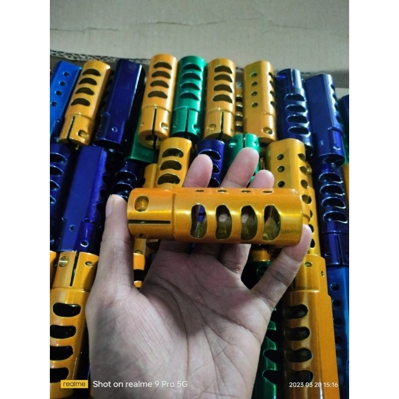 pemecah suara model jepit + baud / muzzle break dural CNC terbaikCO