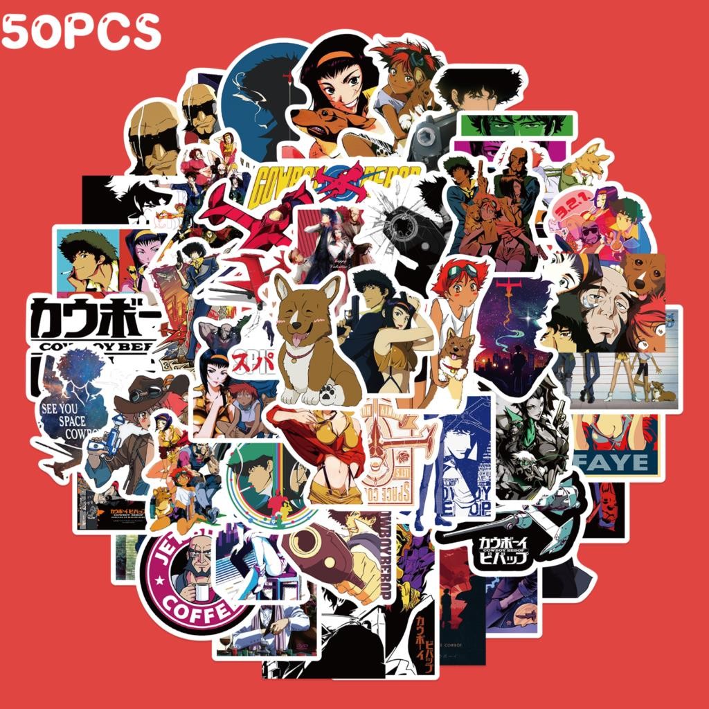 

50PCS Cowboy Bebop Japanese anime Cartoon Stickers Lable For Skateboard Computer Notebook Car Decal Children's Toys