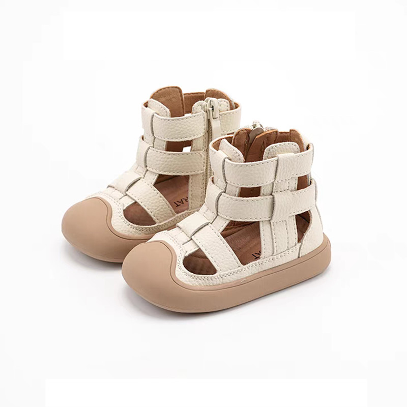 2024 New Summer Baby Shoes Leather Toddler Girls Roman Sandals Soft Sole Non-slip Little Boys Sandal