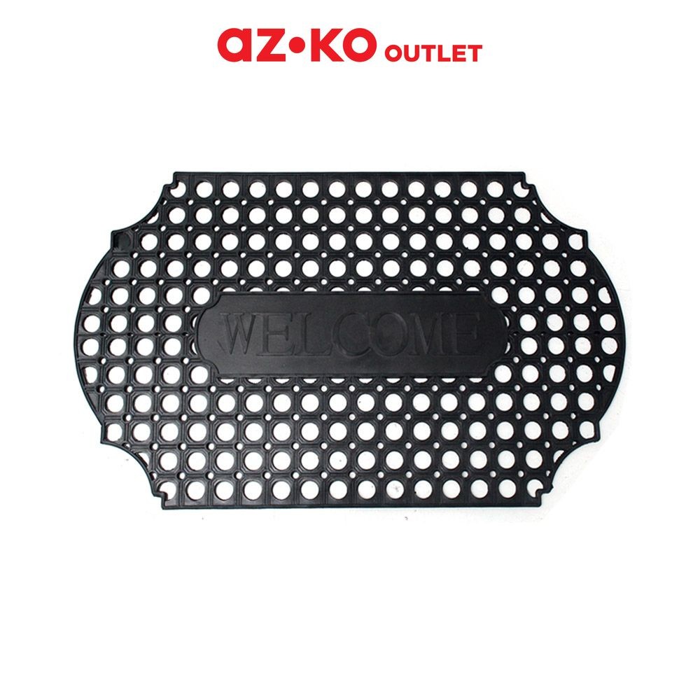 Krisbow 76X46 cm Keset Pintu Karet Welcome - Hitam Door Mat Kain Lap Kaki Serbaguna Keset Pintu Masu