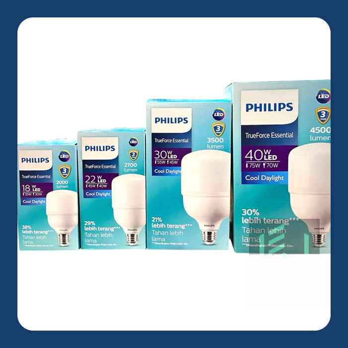 Philips LED Trueforce 18 20 22 25 27 30 35 40 45 Watt Putih Lampu Tforce T Force Essential Ess 18W 2